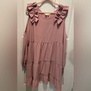 Cold Shoulder, Ruffle Sleeve Dress